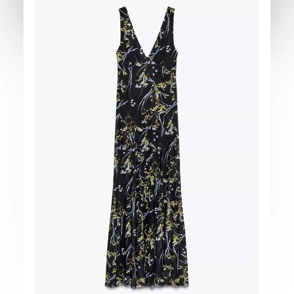 Elegant Black Floral Zara Maxi Dress